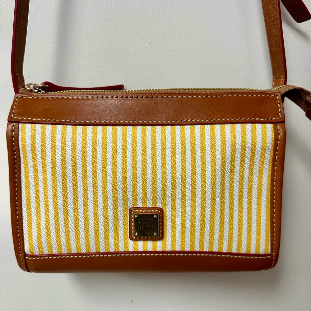 Dooney & Bourke Tan and Yellow Striped Crossbody Bag
